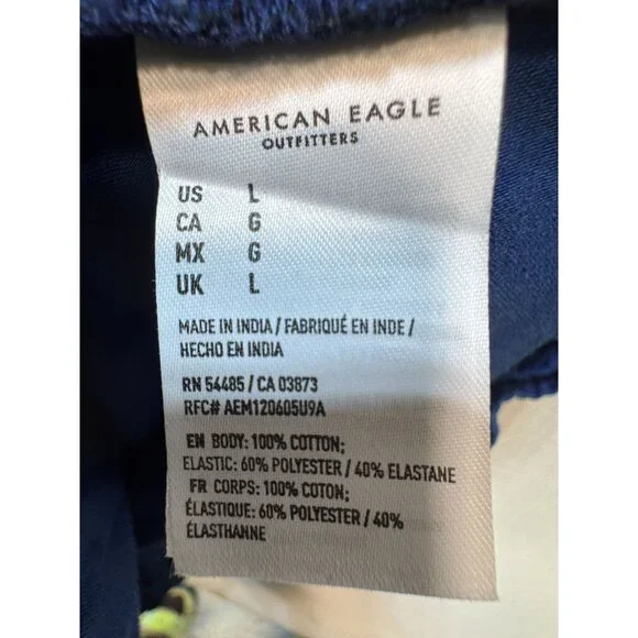 American Eagle Outfitters Womens Smocked Sexy Denim Romper Size L Navy Cutout - Picture 3 of 11